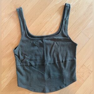 American Eagle Outfitters Cropped Tank Top - Olive Green